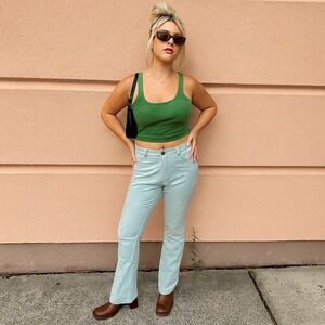 Vintage 90s Steve Madden Blue Suede Leather Pants Womens 4‎ Slim Fit Bootcut